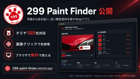 作る　AIと作った模型塗料検索「299 Paint Finder」公開です