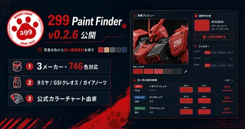 作る　AIと作った模型塗料検索「299 Paint Finder」更新ですv0.2.6