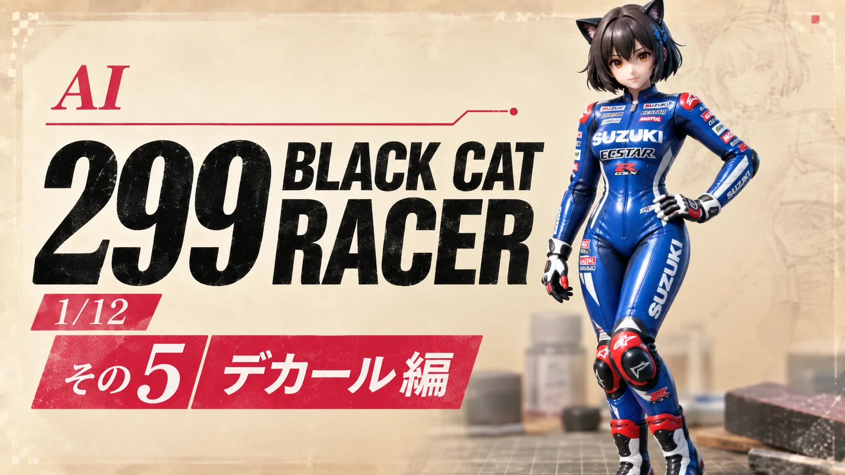 AIでオリジナルフィギュア製作　299 Black Cat Racer　1/12　「その5　デカール編」