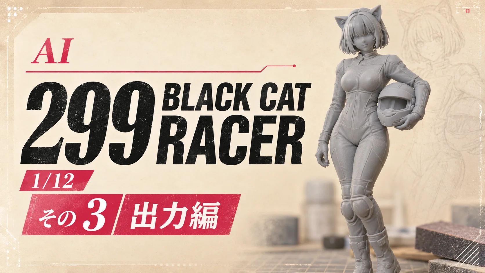 AIでオリジナルフィギュア製作　299 Black Cat Racer　1/12　「その3　出力編」